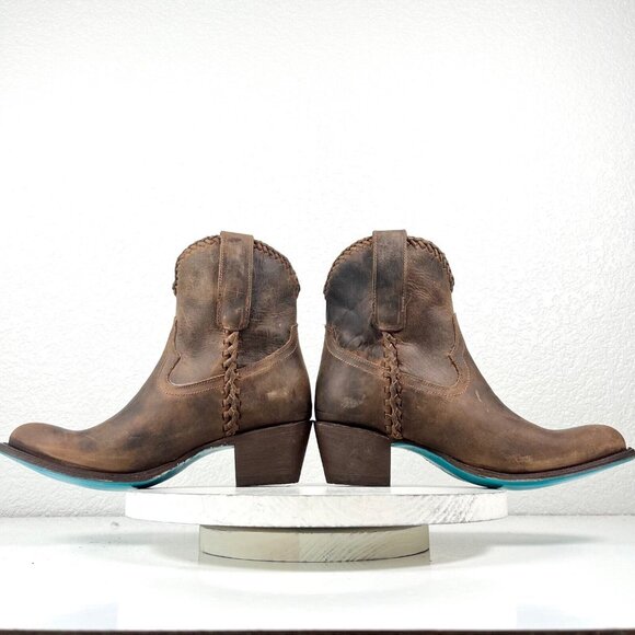 Lane PLAIN JANE Womens Womens 9.5 Brown Cowboy Ankle Boots Short Cowgirl Bootie - Picture 7 of 10